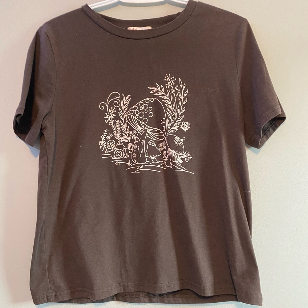 Brown Mushroom graphic oversized shirt